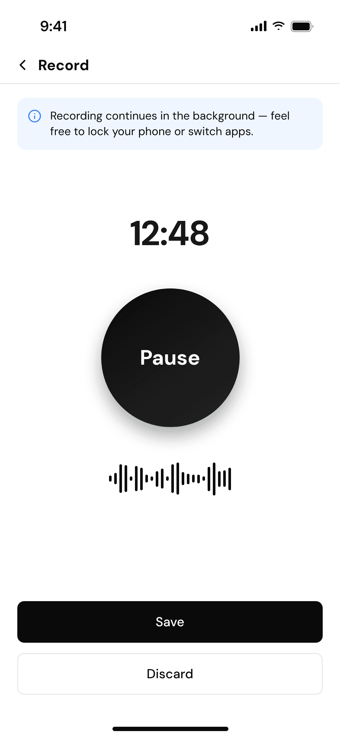 Record in person in the Connekt mobile app