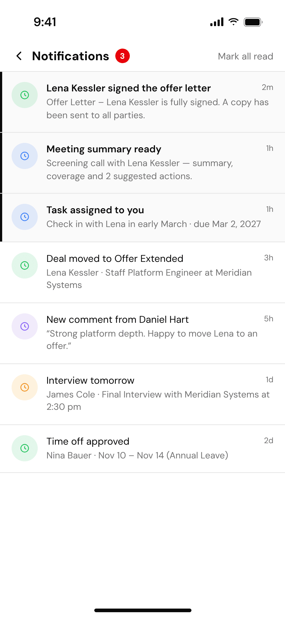 Notifications in the Connekt mobile app